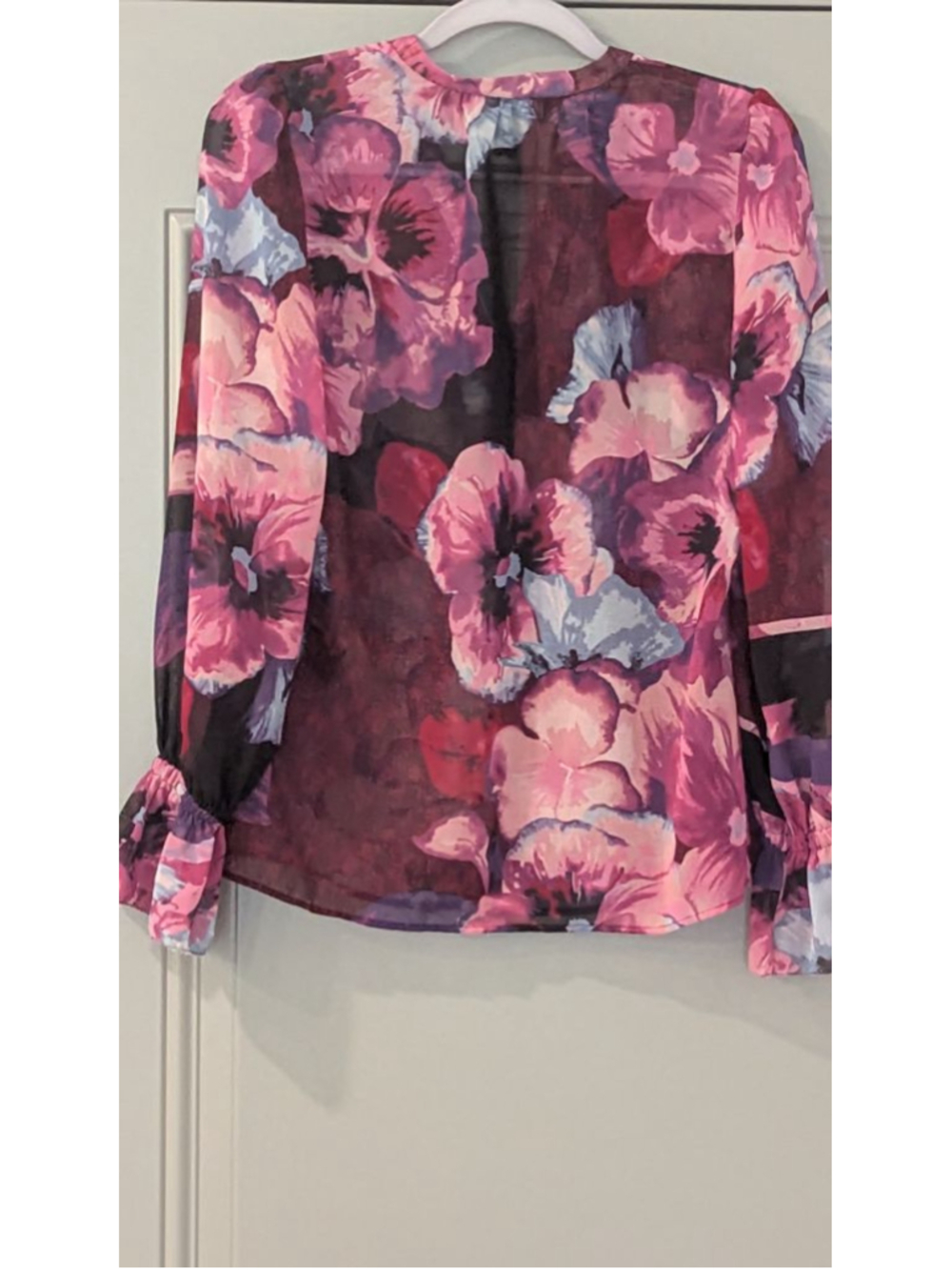 Women's WHBM Pink Purple Floral Blouse XXS - Picture 8 of 8